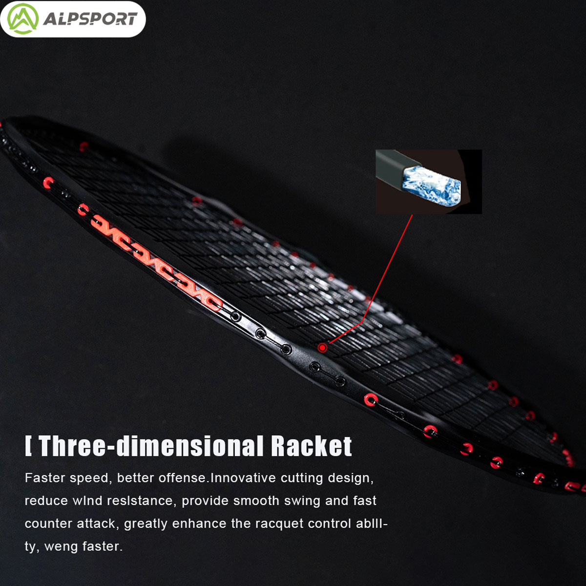 Alpsport MH-V5 5U 75g Ondulado - Badminton Racket Carbon reseña y precio