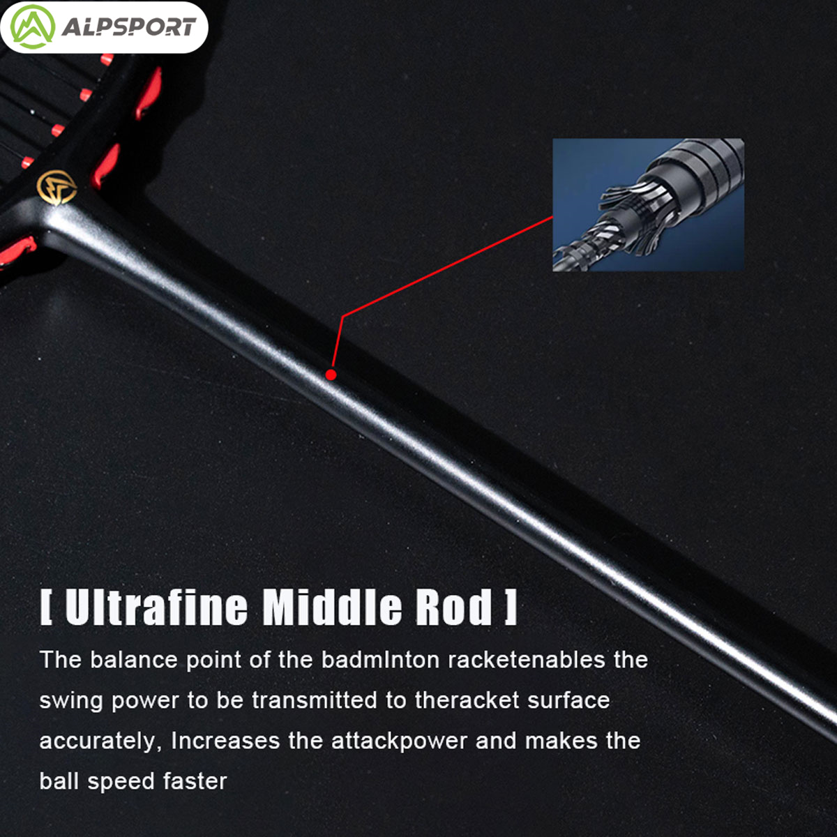 Alpsport MH-V5 5U 75g Ondulado - Badminton Racket Carbon reseña y precio